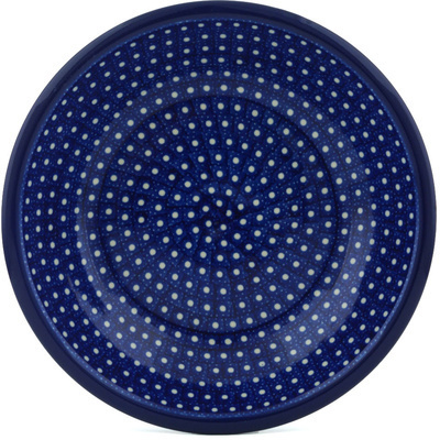 Polish Pottery Pasta Bowl 8&quot; White Polka Dot UNIKAT