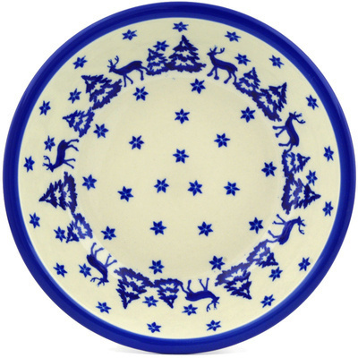 Polish Pottery Pasta Bowl 8&quot; Winter Deer