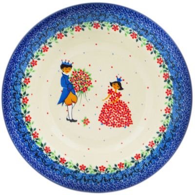 Polish Pottery Pasta Bowl 9&quot; A Flower Fairytale UNIKAT
