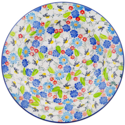 Polish Pottery Pasta Bowl 9&quot; Anemone Flower Garden UNIKAT