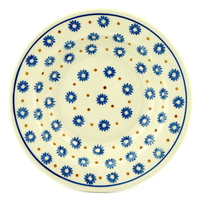 Polish Pottery Pasta Bowl 9&quot; Aster Polka Dot