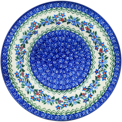 Polish Pottery Pasta Bowl 9&quot; Azure Blooms