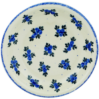 Polish Pottery Pasta Bowl 9&quot; Blue Berry Special UNIKAT