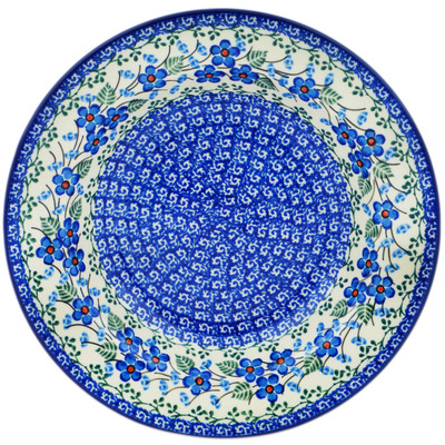 Polish Pottery Pasta Bowl 9&quot; Blue Blossom
