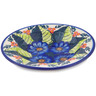 Polish Pottery Pasta Bowl 9&quot; Blue Bouquet UNIKAT