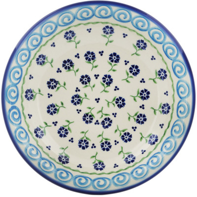 Polish Pottery Pasta Bowl 9&quot; Blue Bursts