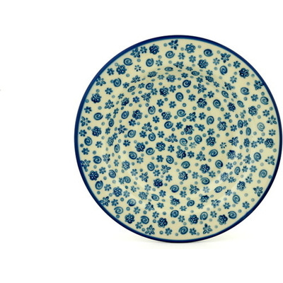 Polish Pottery Pasta Bowl 9&quot; Blue Confetti