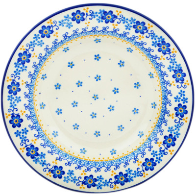 Polish Pottery Pasta Bowl 9&quot; Blue Daydreaming