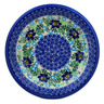 Polish Pottery Pasta Bowl 9&quot; Blue Floral Day UNIKAT