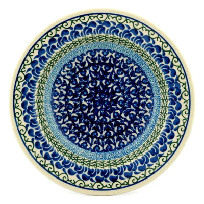 Polish Pottery Pasta Bowl 9&quot; Blue Passion