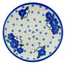 Polish Pottery Pasta Bowl 9&quot; Blue Poppies Spring