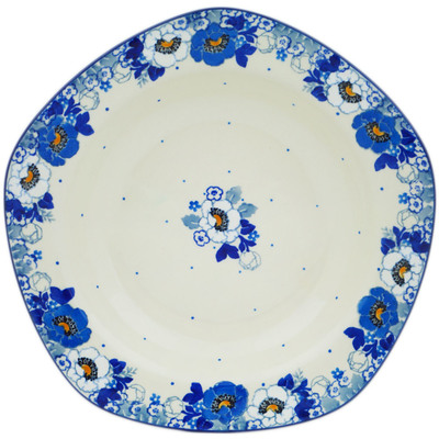 Polish Pottery Pasta Bowl 9" Blue Spring Blue