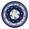 Polish Pottery Pasta Bowl 9&quot; Blue Wildflower UNIKAT