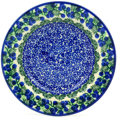 Polish Pottery Pasta Bowl 9&quot; Blueberry Fields Forever