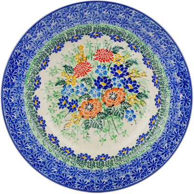 Polish Pottery Pasta Bowl 9&quot; Brilliant Bouquet UNIKAT