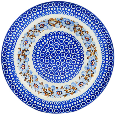 Polish Pottery Pasta Bowl 9&quot; Brown And Blue Beauty UNIKAT