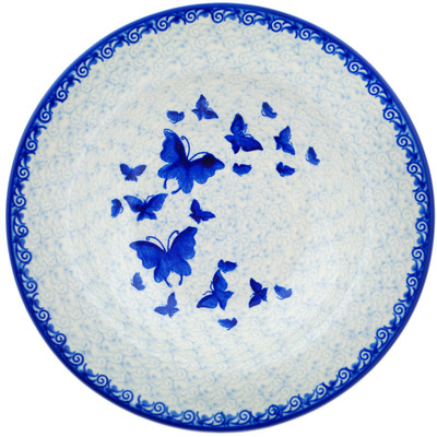 Polish Pottery Pasta Bowl 9&quot; Butterfly In The Sky