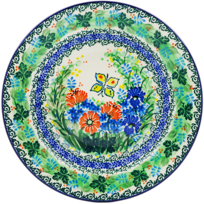 Polish Pottery Pasta Bowl 9&quot; Butterfly Meadow UNIKAT
