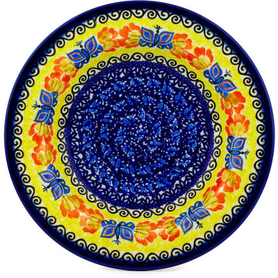 Polish Pottery Pasta Bowl 9" Butterfly Oasis UNIKAT