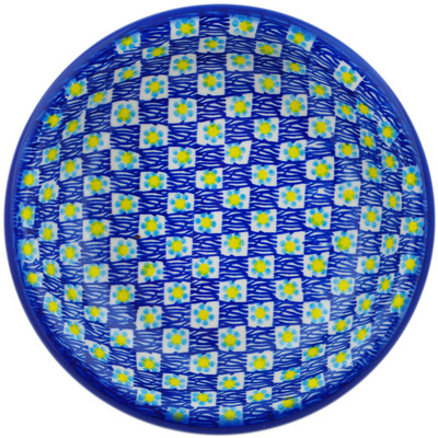 Polish Pottery Pasta Bowl 9&quot; Checkered Meadow