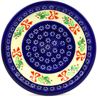 Polish Pottery Pasta Bowl 9&quot; Christmas Bows