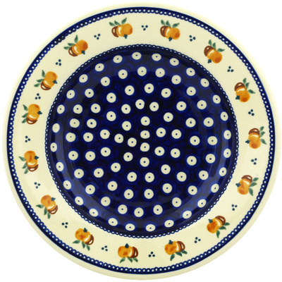 Polish Pottery Pasta Bowl 9&quot; Country Apple Peacock