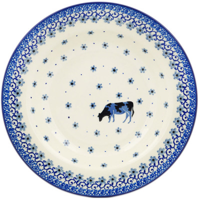 Polish Pottery Pasta Bowl 9&quot; Cow That Jumped Over The Moon