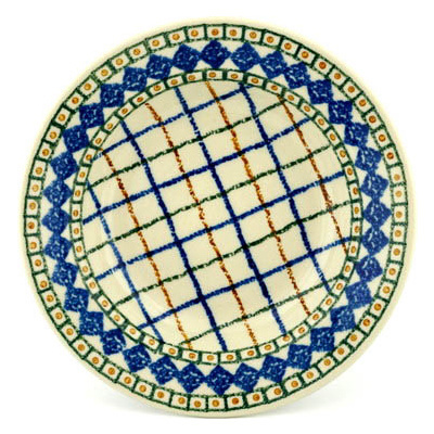 Polish Pottery Pasta Bowl 9&quot; Criss Cross