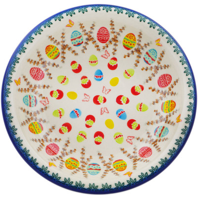 Polish Pottery Pasta Bowl 9&quot; Easter Butterflies UNIKAT