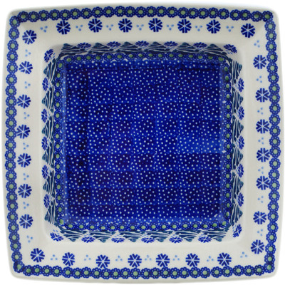 Polish Pottery Pasta Bowl 9&quot; Falling Snowflakes
