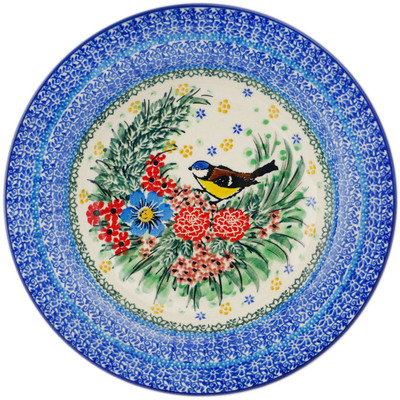 Polish Pottery Pasta Bowl 9&quot; Finch Garden UNIKAT