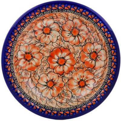 Polish Pottery Pasta Bowl 9&quot; Fire Poppies UNIKAT