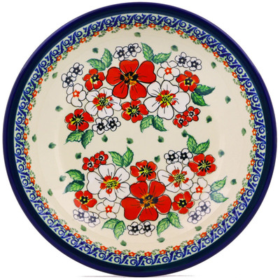 Polish Pottery Pasta Bowl 9&quot; Flower Heaven UNIKAT