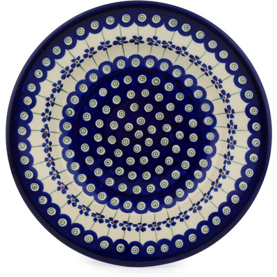 Polish Pottery Pasta Bowl 9&quot; Flowering Peacock