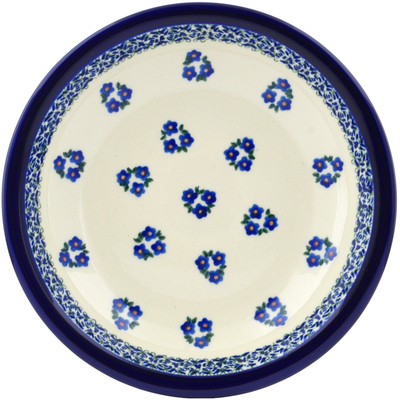 Polish Pottery Pasta Bowl 9&quot; Forget Me Not Dots