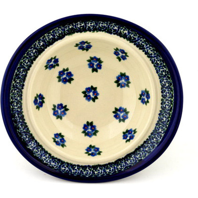 Polish Pottery Pasta Bowl 9&quot; Forget Me Not Dots