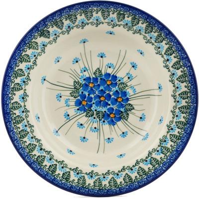 Polish Pottery Pasta Bowl 9&quot; Forget Me Not UNIKAT