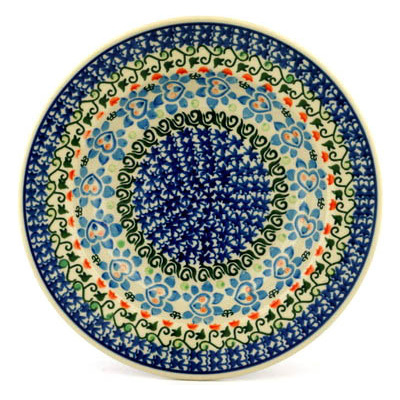 Polish Pottery Pasta Bowl 9&quot; Garden Heart