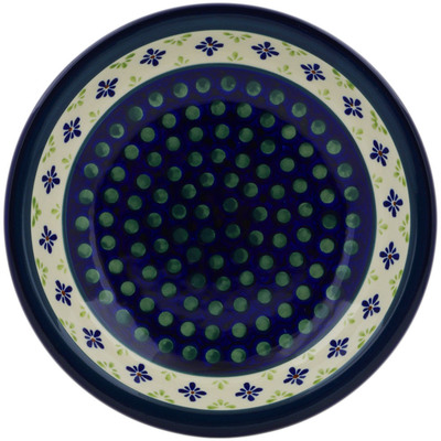 Polish Pottery Pasta Bowl 9&quot; Green Gingham Peacock