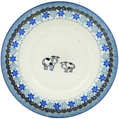 Polish Pottery Pasta Bowl 9&quot; Happy Cows