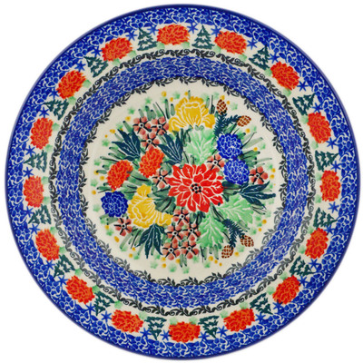 Polish Pottery Pasta Bowl 9&quot; Hidden Pines UNIKAT