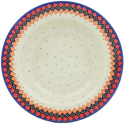 Polish Pottery Pasta Bowl 9&quot; Holiday Flannel