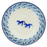 Polish Pottery Pasta Bowl 9&quot; Horse Gallop