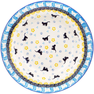 Polish Pottery Pasta Bowl 9&quot; Kitten Paw Surprise