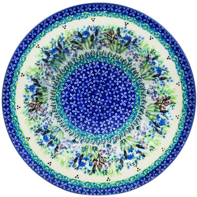 Polish Pottery Pasta Bowl 9&quot; Lavender Meadow UNIKAT