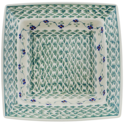 Polish Pottery Pasta Bowl 9&quot; Lucky Blue Clover