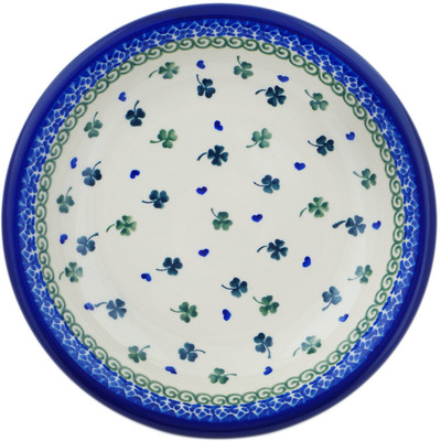 Polish Pottery Pasta Bowl 9&quot; Lucky Clovers