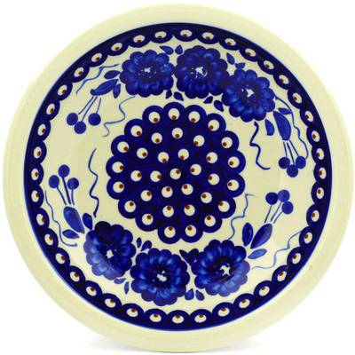 Polish Pottery Pasta Bowl 9" Mardi Gras Peacock