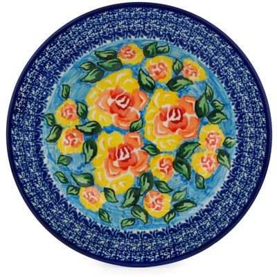 Polish Pottery Pasta Bowl 9&quot; Matisse Flowers Golden UNIKAT