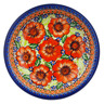 Polish Pottery Pasta Bowl 9&quot; Orange Zinnia UNIKAT